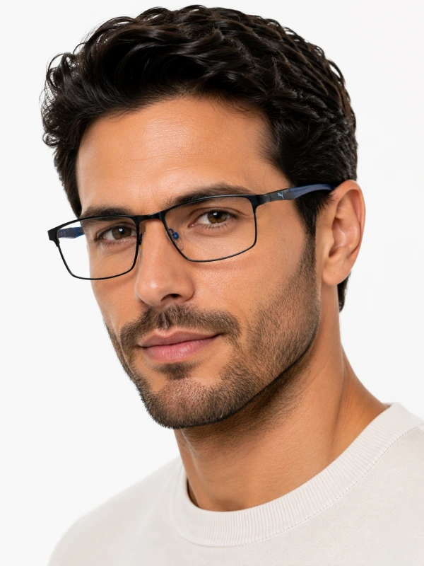 Armação de Óculos Retangular Puma PM15365 C1-2 Preto e Azul