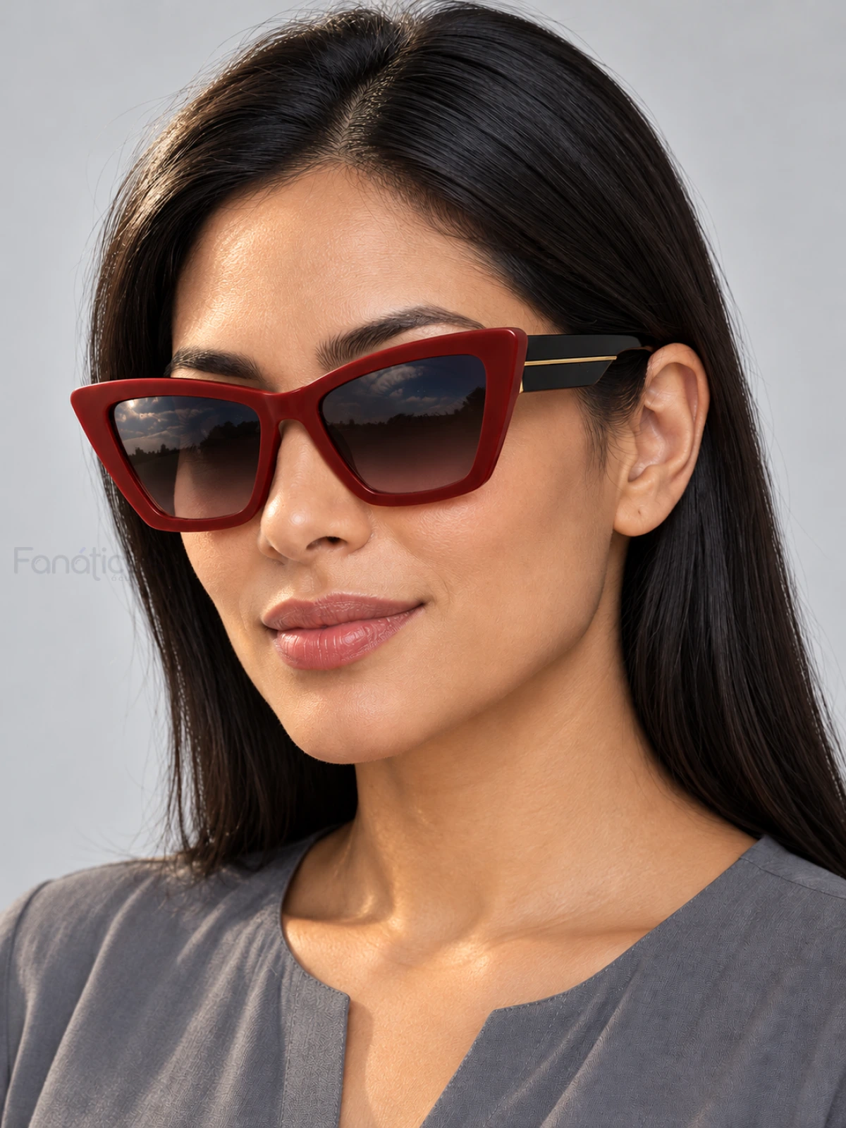 Óculos de Sol Feminino Gatinho Jade Vermelho