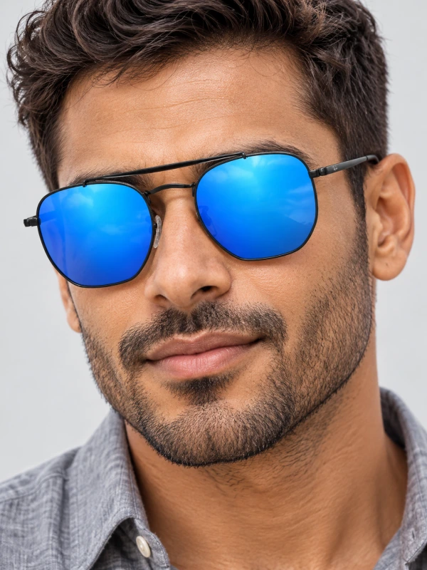Óculos de Sol RB3648 Hexagonal Marshal Preto e Azul