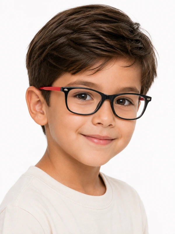 Armação de Óculos Infantil Quadrada MR9083 Preto e Vermelho
