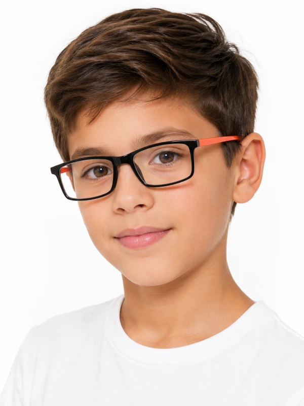 Armação de Óculos Infantil Retangular MR9080 Preto Laranja