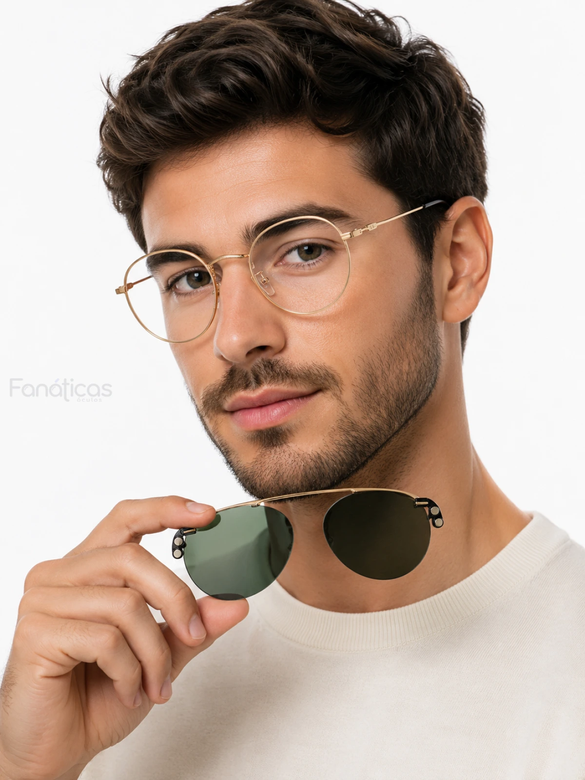 Armação de Óculos Clipon Round RB6168 Dourado e Lente Verde