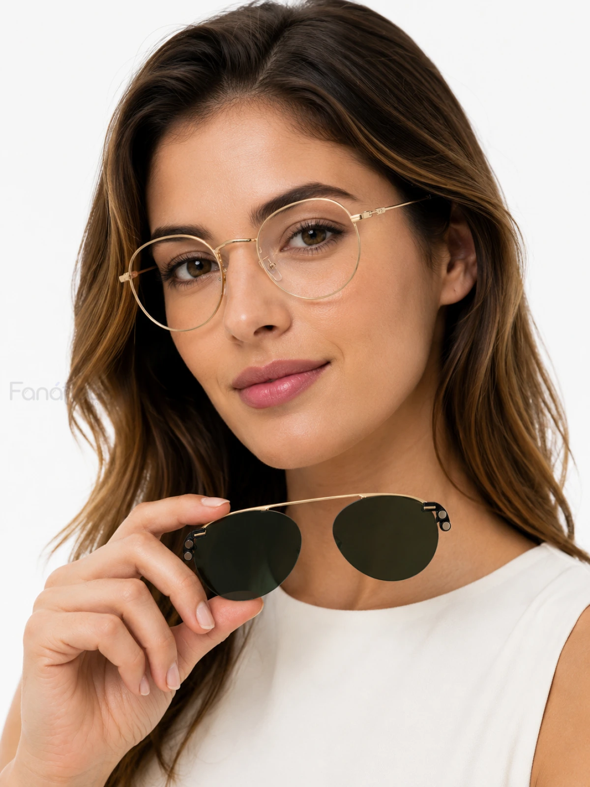Armação de Óculos Clipon Round RB6168 Dourado e Lente Verde