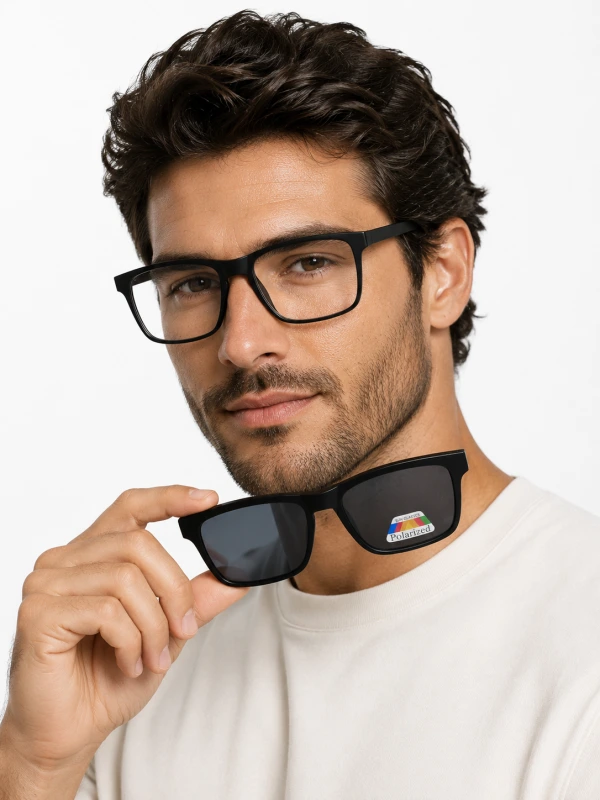 Armação de Óculos Retangular Clipon TR2202 Preto
