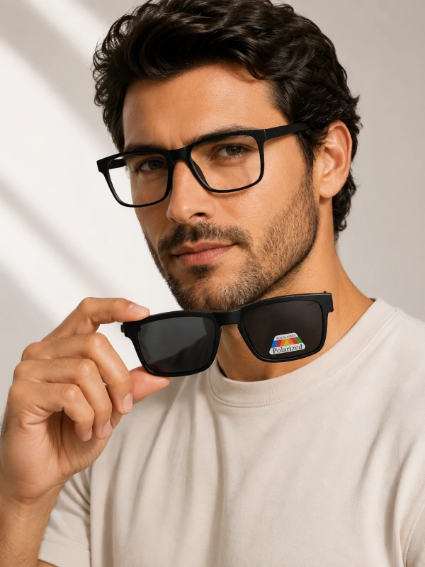 Armação de Óculos Retangular Clipon TR2202 Preto